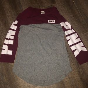 Pink 3/4 sleeve raglan